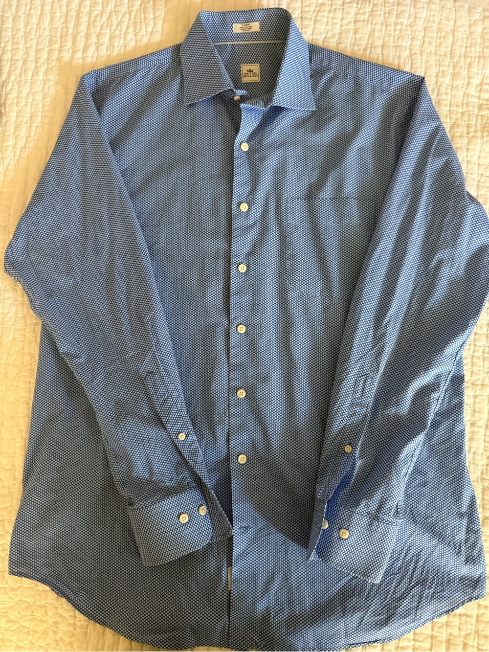 Peter Millar Blue Geometric Print Cotton Button Down Shirt Men’s L